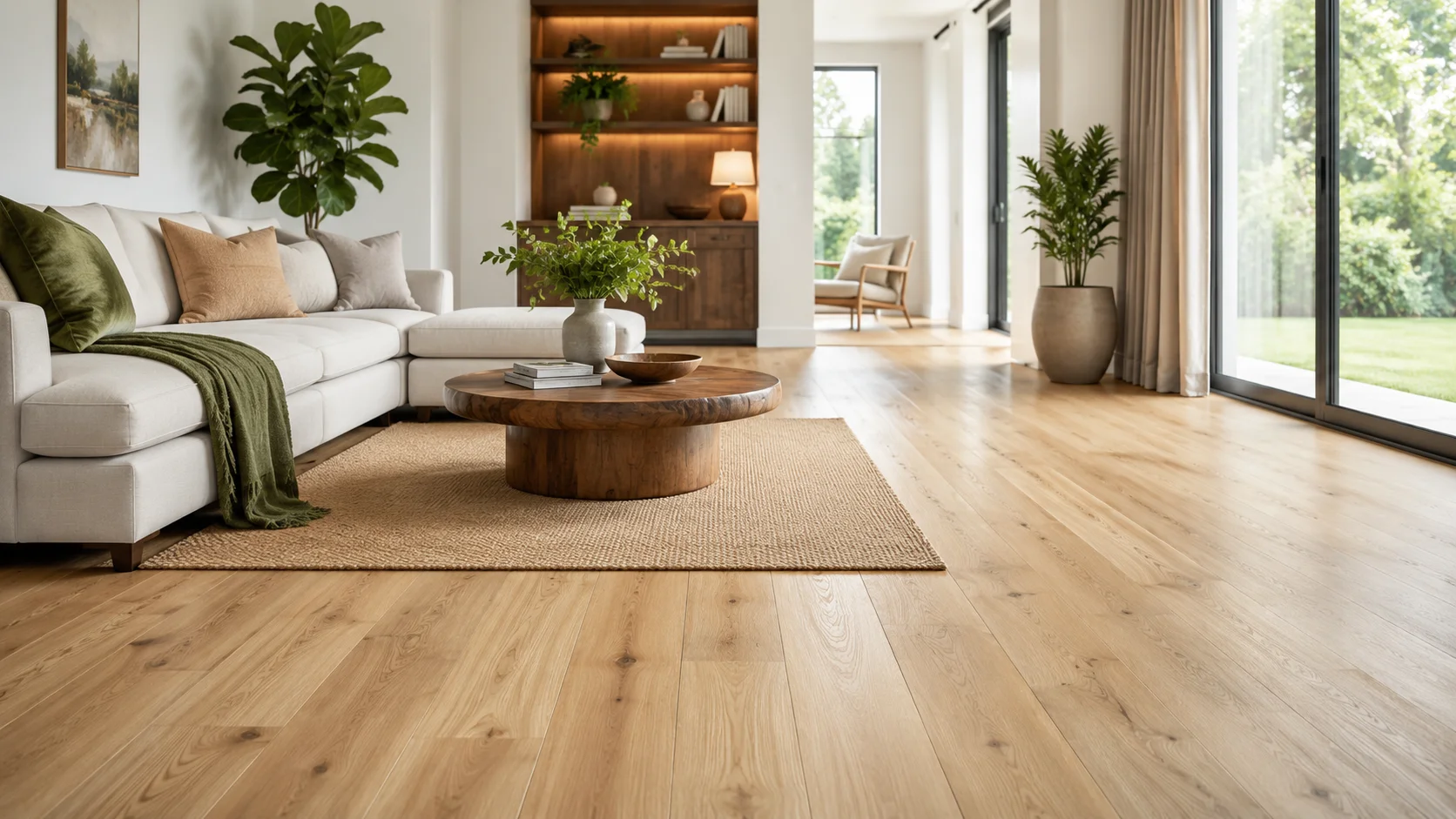 Modern room featuring premium flooring